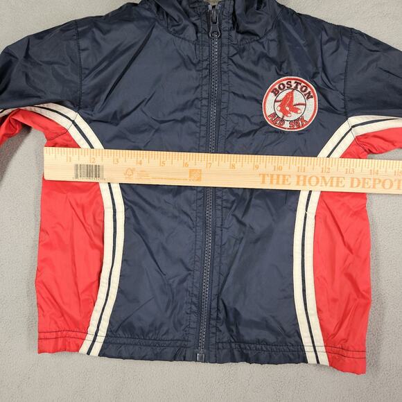 Majestic Boston Red Sox Jacket Toddler Size 3T Blue Red Logo Rain Jacket Hooded - Picture 15 of 16